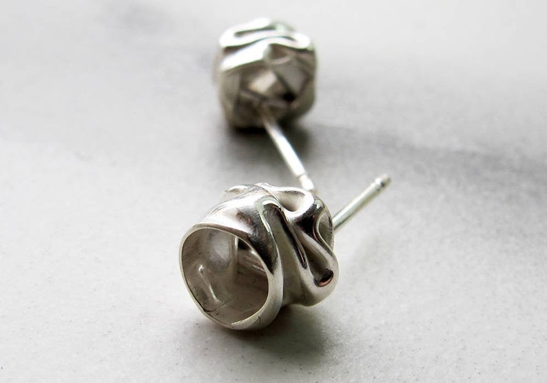 Charm Liquid Silver Stud Earrings image 7