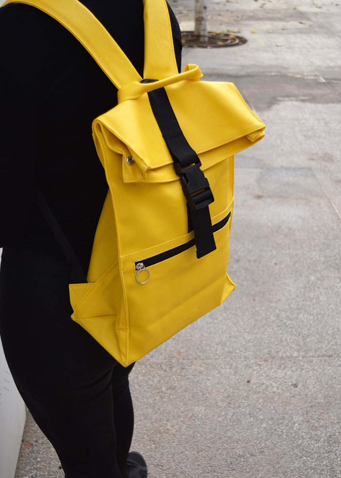 Yellow Backpack Backpack Purse Vegan Backpack Backpack Etsy