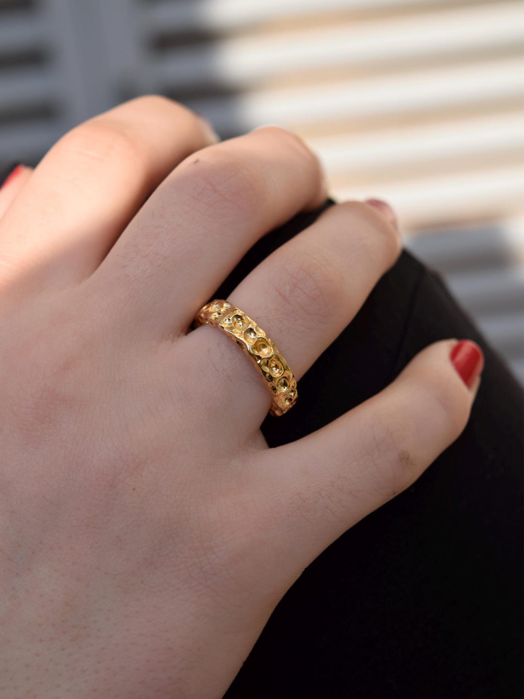 Gothic Engagement Ring | Gothic Rings | Gold Pleated Sterling Silver ...