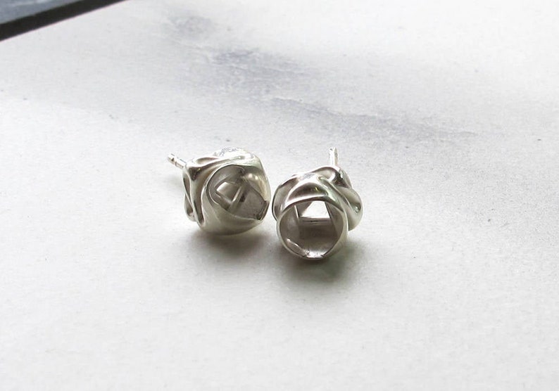 Charm Liquid Silver Stud Earrings image 6