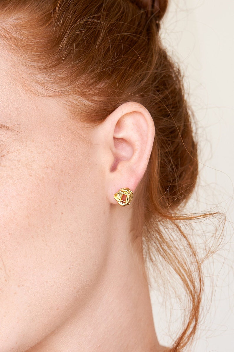 Brutalist Stud Earrings Unique Statement Earrings Gold Geometric Stud Earrings Geometric Earrings Every Day Earrings image 2