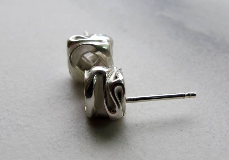 Charm Liquid Silver Stud Earrings image 5