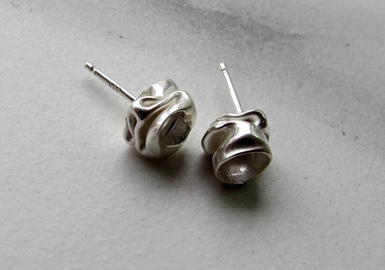 Charm Liquid Silver Stud Earrings image 8