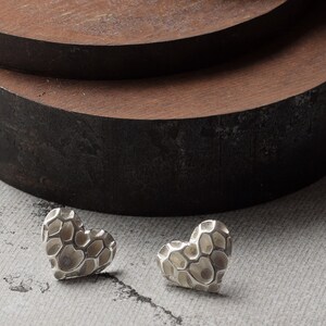 Geometric Stud Heart Earrings, Geometric jewelry, Geometric Silver Stud Earrings image 2