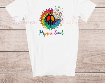 Camiseta Hippie Soul Tie Dye con girasol y símbolo de la paz