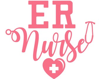 Calcomanía de enfermera de urgencias / Pegatina de vinilo con estetoscopio y corazón / Regalo para enfermera de urgencias