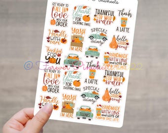 Paquete de pegatinas para pequeñas empresas de otoño Etiqueta de agradecimiento por su pedido Suministros de embalaje