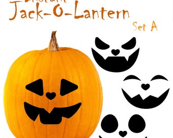 Plantilla para tallar calabazas de Halloween / Calcomanías de caras de Jack O'Lantern