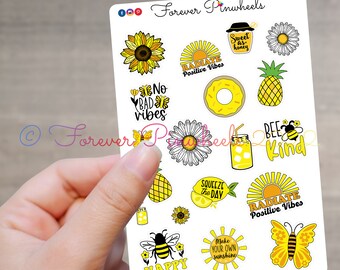 Hoja de pegatinas con temática amarilla