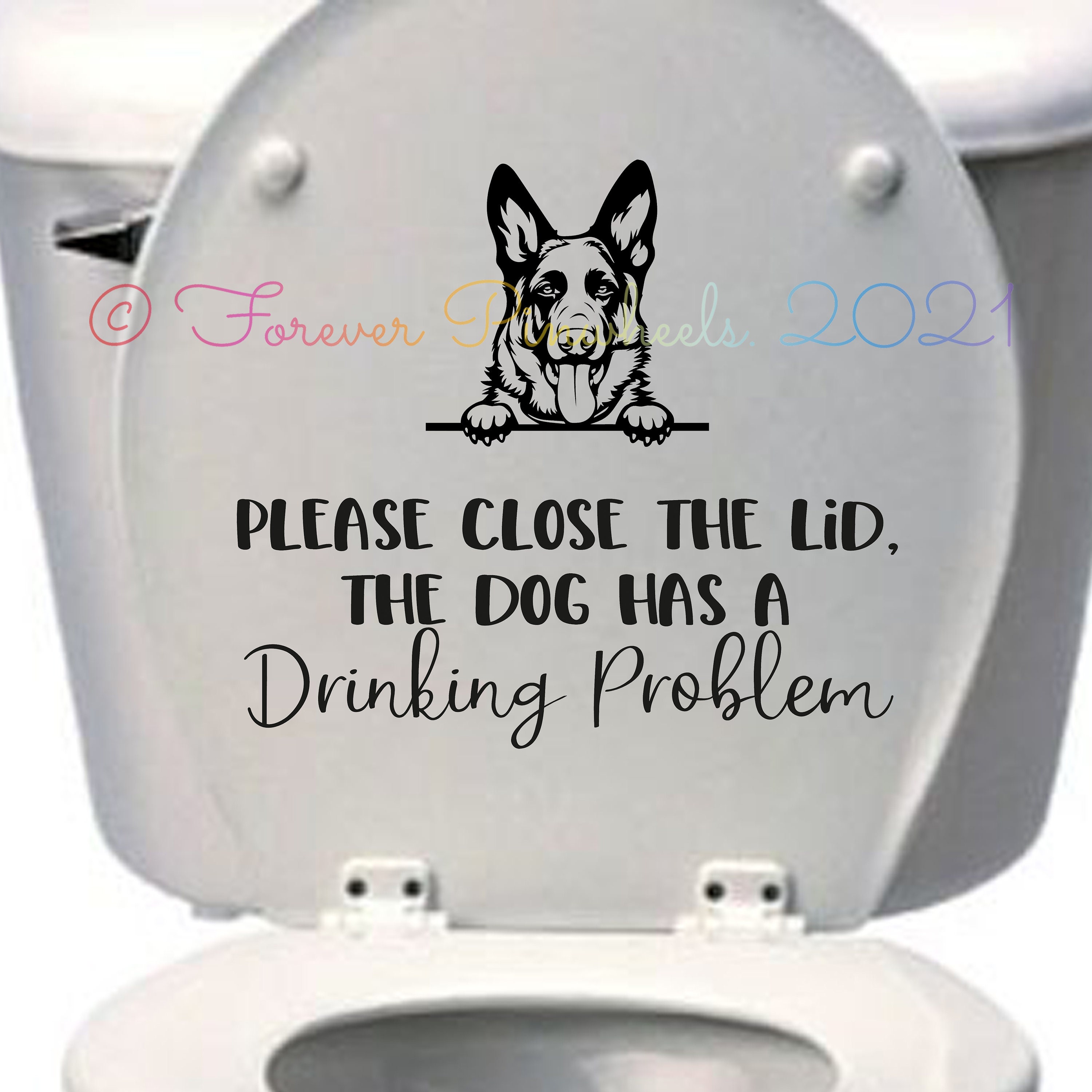 Utoimkio Please Close The Lid The Dog Has Drinking Problems Toilet Decals Toilet Lid Decals