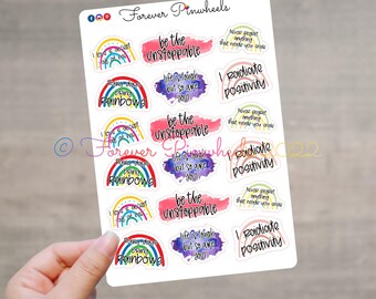 Pegatinas de acuarela con afirmaciones – Inspiración positiva, autocuidado