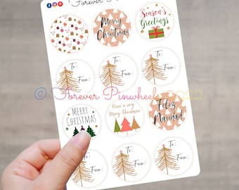 Hoja de pegatinas navideñas minimalistas