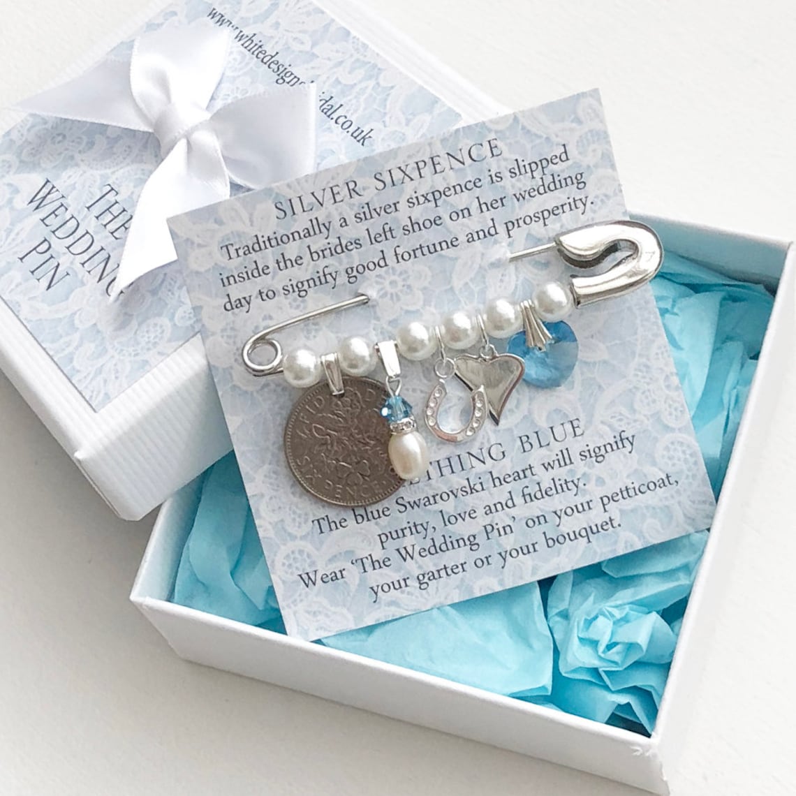 Bridal Pin, Wedding Pin, Bride Gift, Sterling Silver, Bridal Shower, Silver Sixpence, Something