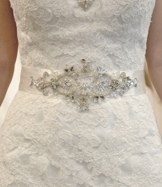 Hand Beaded Wedding Sash Posh Vintage Inspired Beaded Wedding Sash Bridal Belt 13  main image 2