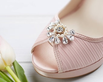 Shoe clips, Swarovski Diamante Wedding Bridal Shoe Clips , shoe embellishments , handmade, shoe accessories, wedding shoes