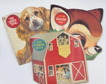 Vintage Golden Shape Books Collection | Jan Pfloog | Farm, Puppy & Bambi | Sweet Childhood Classics