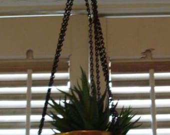 RARE: Hand Painted Nippon China Hanging Planter with Original Chains Vintage Floral Pot
