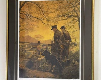 James Dietz 'Gone West' Hand Signed Limited Edition Framed Print Military War and German Shepard Artwork
