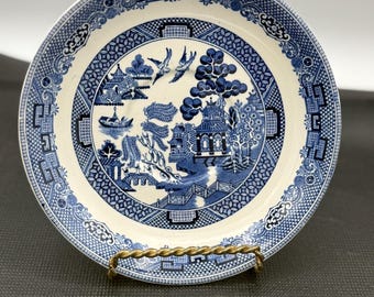 Platos de postre vintage Blue Willow: Porcelana azul y blanca de colección de 15 cm (6 pulgadas) de Johnson and Bros.