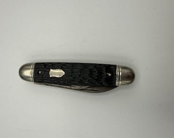 2 Vintage Collectible Jack Knives - Black Handle Knife and Colonial Three Pin Two Blade Folding Pocket Knive