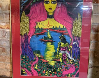 RARE - Vintage 1971 Framed “Virgin Waters” Blacklight Poster | Joe Petagno | Saladin Productions