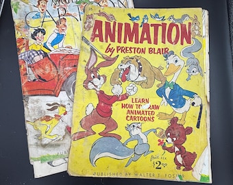 Vintage 1970s Learn to Draw Cartoon Books | Walter T. Foster & Preston Blair | Set of 4