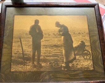 Antique Gleaners Print Jean Francois Millet | Rustic Folk Art Wall Decor
