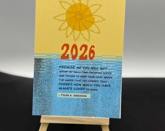 2026 Illustrated Desk Calendar | Colorful Art Calendar | Moon Phases & Holidays | Office or Home Gifts