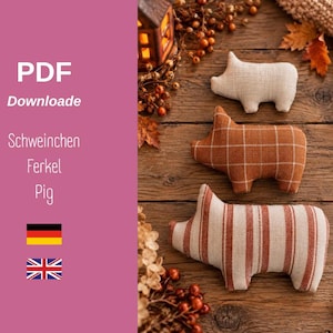 Sömnadsinstruktioner och mönster för gosedjuret ”Gris/Nasse” – Digital PDF-nedladdning för gör-det-själv-gosedjur, plyschfigurer (DE/ENG).
