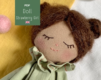 Pattern & Sewing Instructions in English - Cloth Doll "Strawberry Girl", PDF, digital