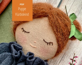 Sewing instructions & pattern - cloth doll "pumpkin child", PDF, digital