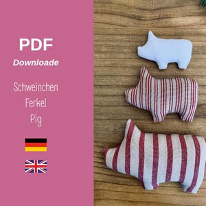 Instrucciones de costura y patrón para el peluche “Cerdo/Piglet” – Descarga digital en PDF para hacer tú mismo peluches y figuras de peluche (DE/ENG).