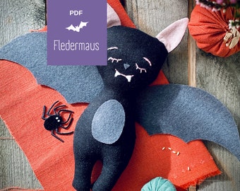 Nähanleitung & Schnittmuster, Stofftier, "Kleine Fledermaus", PDF-Download, digital