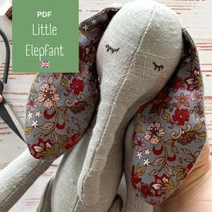 Sewing instructions & pattern, &quot;Little Elephant&quot;, stuffed animal, PDF download, digital