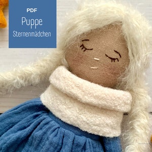 Sewing instructions & pattern - fabric doll "Star Girl", PDF, digital, doll, stars, DIY