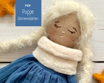 Nähanleitung & Schnittmuster -  Stoffpuppe "Sternenmädchen", PDF, digital, Puppe, Sterne, DIY