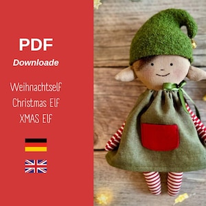 DE/ENG: Sewing instructions & pattern - Christmas elf, PDF, digital, fabric figure, doll, Christmas decoration, Christmas, instructions
