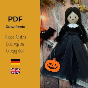 DE/ENG* Sewing Instructions and Pattern for Fabric Doll &quot;Agatha&quot; – Digital PDF Download for Creative Sewing Projects!