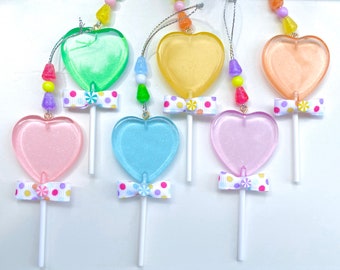 Heart shaped Faux Lollipop with Gumdrops Christmas Tree Ornament - Perfect whimsical touch or for Candy themed decorations