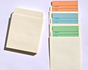 Manila Low Deep Back Library Card Book Pockets -set of 50- Great for Scrapbooking, Altered Art Projects, Invitations, Escort Cards