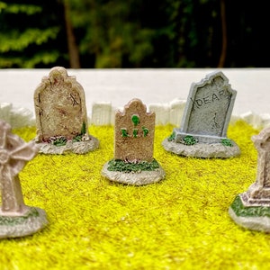 Miniature Halloween Tombstones the perfect Spooky addition to Fairy Gardens, Doll Houses, cemetery or Creepy displays and Crafts
