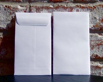 White Invitation Envelopes 3 1/8" x 5 1/2" Coin Style set of 100 perfect for Weddings, Scrapbooking, Library Cards, Escort Cards, Seeds