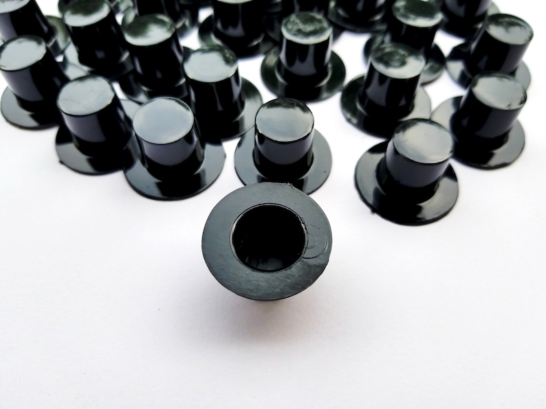 28 x 17mm, 24//pcs Black Plastic Top Hats