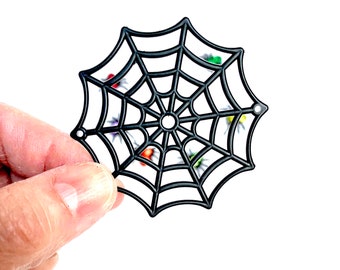 Miniature Black Plastic Spider Webs - Perfect for Halloween crafts, decorations, cupcake toppers, fairy gardens, terrariums and so much more