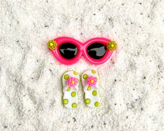 Miniature Flip Flops & Sunglasses set  - For Fairy Gardens, Doll houses, Terrariums, Dioramas, Scrapbooks and so many other Craft Projects