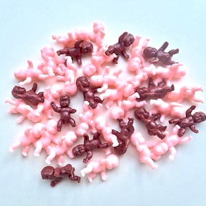 Miniature Plastic Crawling Babies - 1.25 inches- Pink or Brown - Perfect for baby shower favors, decor, table scatter or ice cube game