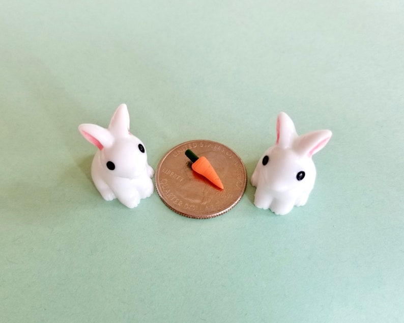 Miniature Bunny Rabbits and Carrots Perfect for Fairy Gardens, Doll Houses, Dioramas, Terrariums, Easter, Spring Crafts Set of 2 image 7