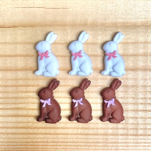 Miniature Brown or White Chocolate Easter Bunny Flatback Embellishments - Perfect for Crafts, Cards, Fairy Gardens, Doll Houses