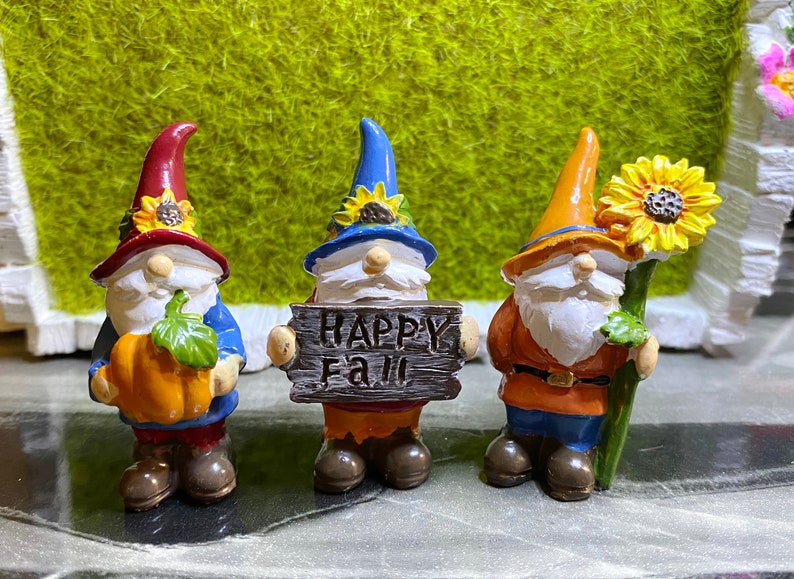 Miniature Resin Fall Garden Gnomes Perfect for Fairy or Mini Etsy