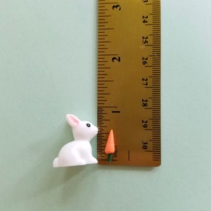 Miniature Bunny Rabbits and Carrots Perfect for Fairy Gardens, Doll Houses, Dioramas, Terrariums, Easter, Spring Crafts Set of 2 image 10